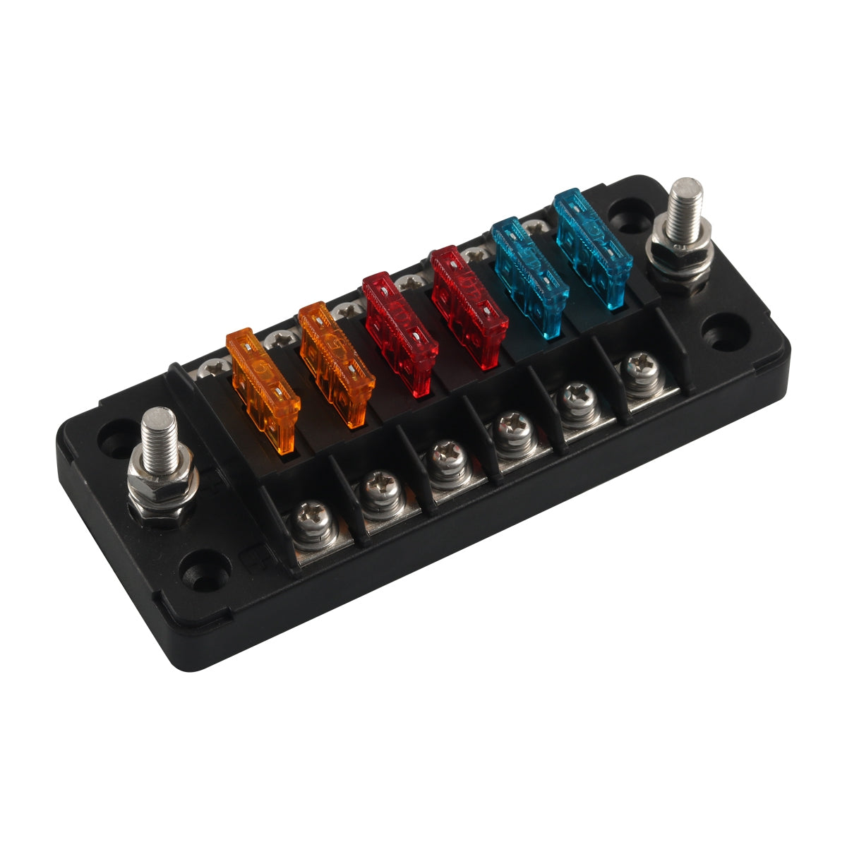 A5626 6-Way ATC Fuse Box Flame Resistant Cover Bolt Connect Terminals Stick Label (without Negative Pole)