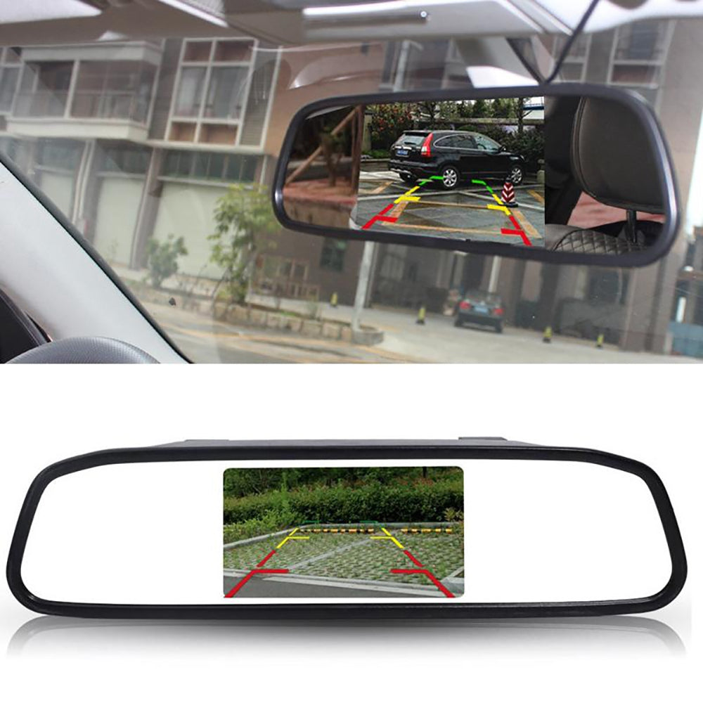 RH-503 5.0 inch Mirror Dash Cam with Round Camera / Video Cable Waterproof Rear View Mirror Camera for Car