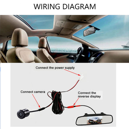 RH-503 5.0 inch Mirror Dash Cam with Round Camera / Video Cable Waterproof Rear View Mirror Camera for Car