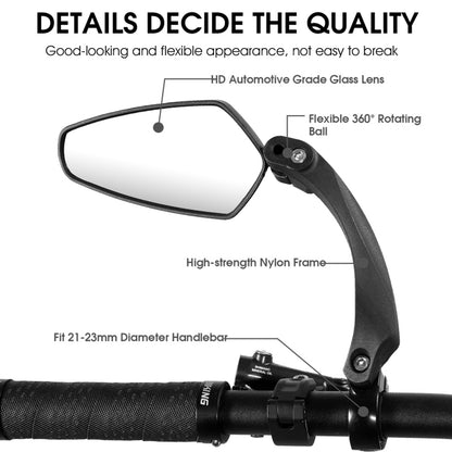 WEST BIKING 1Pc YP0720033 Electric Bike Rearview Mirror HD Adjustable Angle for Bicycle Handlebar