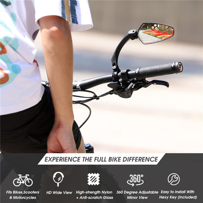 WEST BIKING 1Pc YP0720033 Electric Bike Rearview Mirror HD Adjustable Angle for Bicycle Handlebar