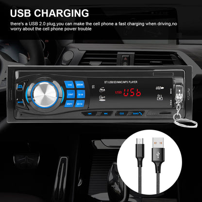 1 Din Bluetooth Stereo In-dash Car Audio FM Radio MP3 Player Support TF USB AUX