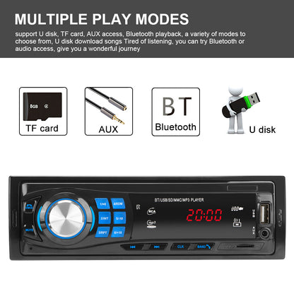 1 Din Bluetooth Stereo In-dash Car Audio FM Radio MP3 Player Support TF USB AUX