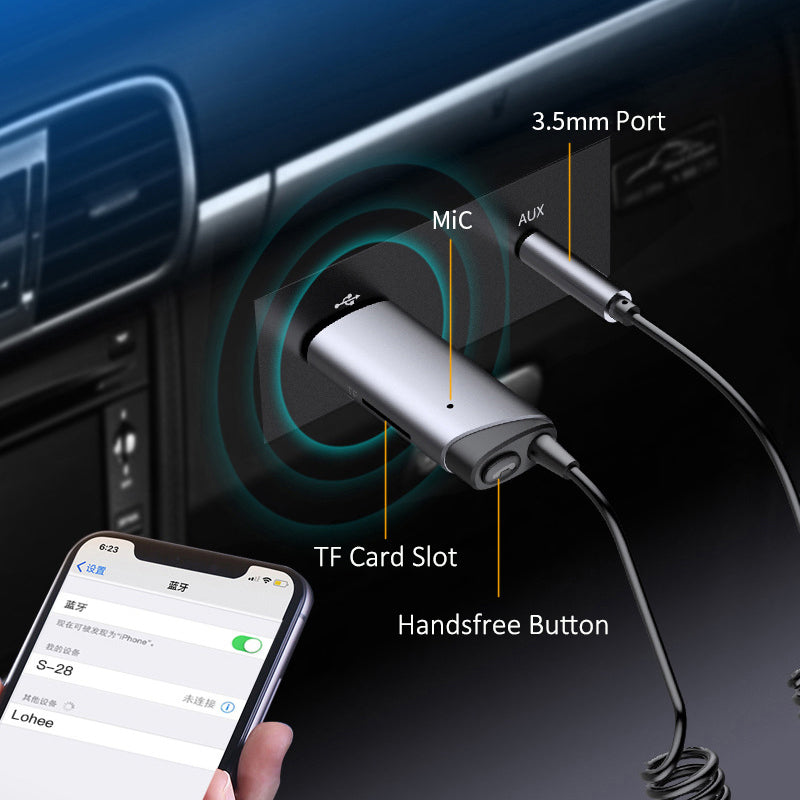 LOHEE S-28 Bluetooth 5.0 Receiver AUX Adapter Car Bluetooth Connector HD Bluetooth Call