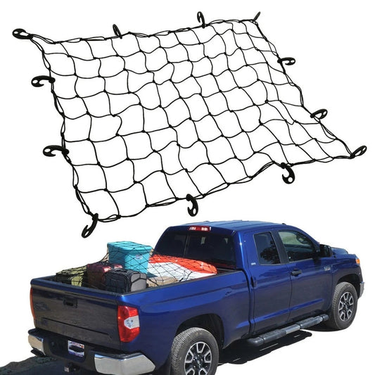 Rubber Cargo Net for Pickups Car Mesh Holes Cord Net Heavy Duty Truck Bed Roof Rack 120cmx90cm 88 Grids Cargo Organizer Net with Hooks