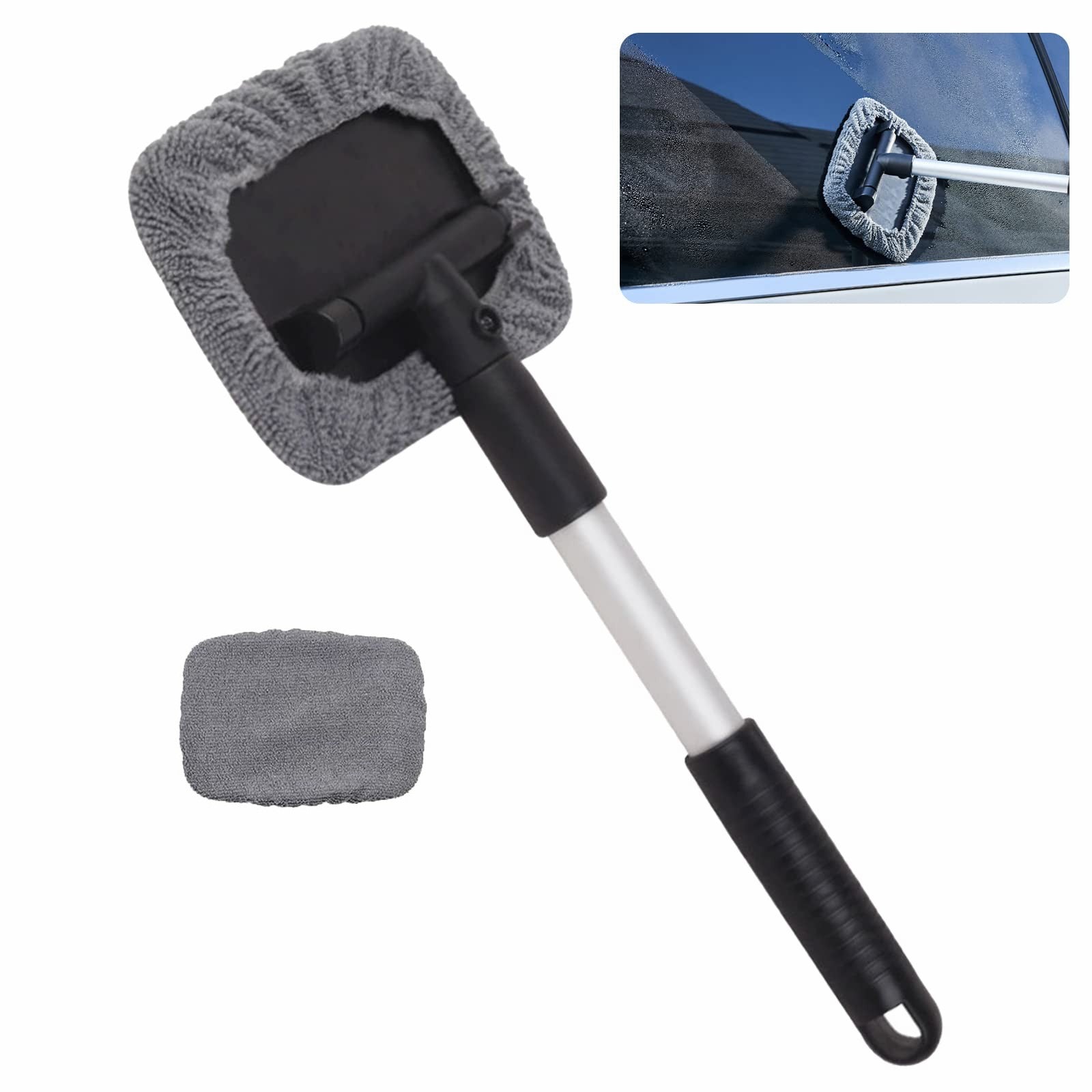 DM-095 32.5-46.5cm Windshield Cleaner with Extendable Handle and Microfiber Cloth Cleaning Tool Car Window Cleaning Device