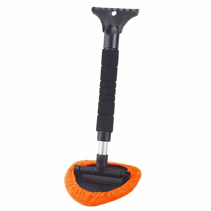 DM-132 2-in-1 Window Windshield Cleaning Tool Car Window Snow Scraper with 38-52cm Extendable Handle and Microfiber Cloth Window Cleaning Brush