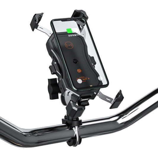 ZH-1288C1 Rotation Motorcycle Qi Wireless+USB Fast Charging Phone Mount Charger Handlebar Cellphone Holder