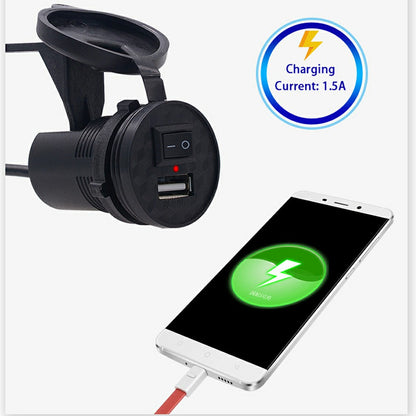 WUPP CS-836B1 12V Motorcycle Mobile Phone Single USB Power Supply Charger Waterproof Port Socket with Switch