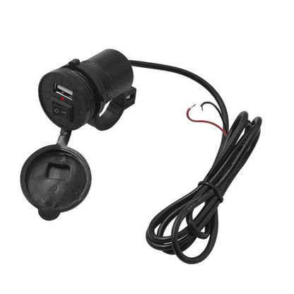 WUPP CS-836B1 12V Motorcycle Mobile Phone Single USB Power Supply Charger Waterproof Port Socket with Switch