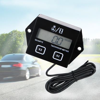 Motorcycle Inductive Digital LCD Display Tach Hour Meter Gauge Engine Tachometer