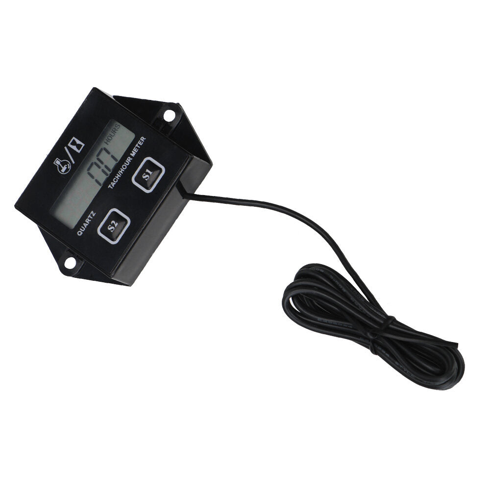 Motorcycle Inductive Digital LCD Display Tach Hour Meter Gauge Engine Tachometer