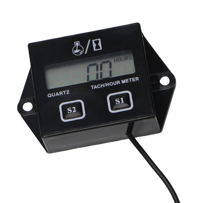 Motorcycle Inductive Digital LCD Display Tach Hour Meter Gauge Engine Tachometer