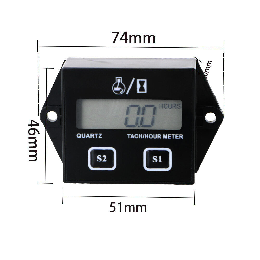 Motorcycle Inductive Digital LCD Display Tach Hour Meter Gauge Engine Tachometer