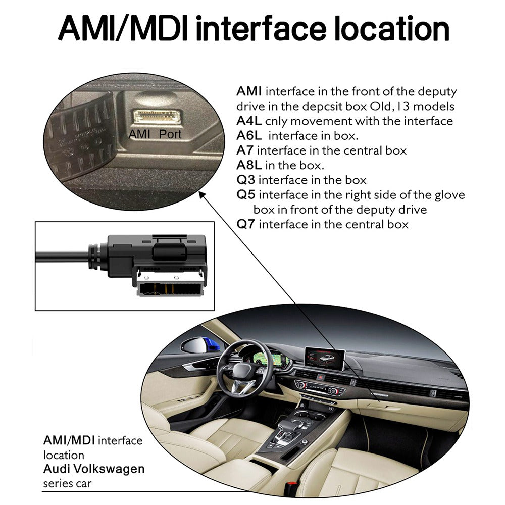 0.35m 8Pin+Micro+3.5mm AUX Cable MDI AMI MMI Audio Cord for Audi A6L A8L Q7 A3 A4L A3 A4 A6 Q5B6 B8 C6 B7