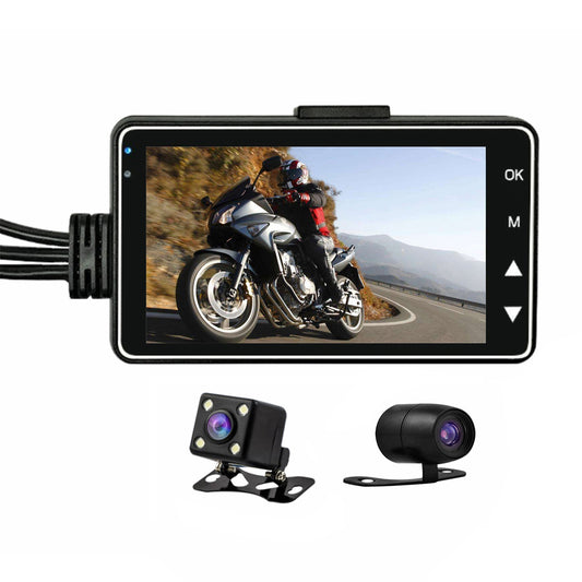 MT-80 Motorcycle Camera 720P Front and Rear Data Recorder 3 Inch LCD Screen Motorbike Concealed Recorder Built-in 200mAh Battery