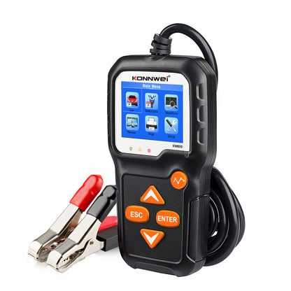 KONNWEI KW650 6-12V Car Motorcycle Battery Tester Charging Cranking Test Tool Battery Analyzer 100 to 2000 CCA