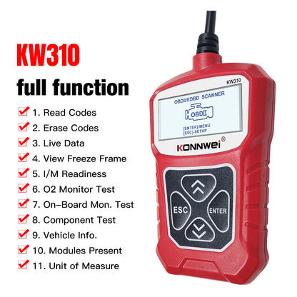 KONNWEI KW310 Car Engine Trouble Code Detector Scanner Seven Language Supported