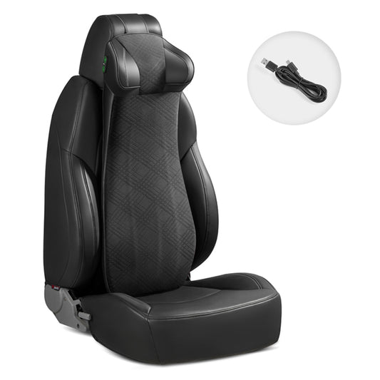 XIONGGUAN LT001 2-in-1 One-piece Car Lumbar Neck Head Support Cushion Electric Massage Fatigue Relieve Memory Foam Vehicle Back Cushion