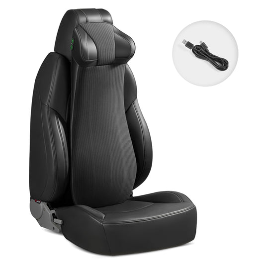 XIONGGUAN LT002 2-in-1 One-piece Memory Foam Car Lumbar Neck Support Cushion Electric Smart Massage Fatigue Relieve Vehicle Headrest Back Cushion