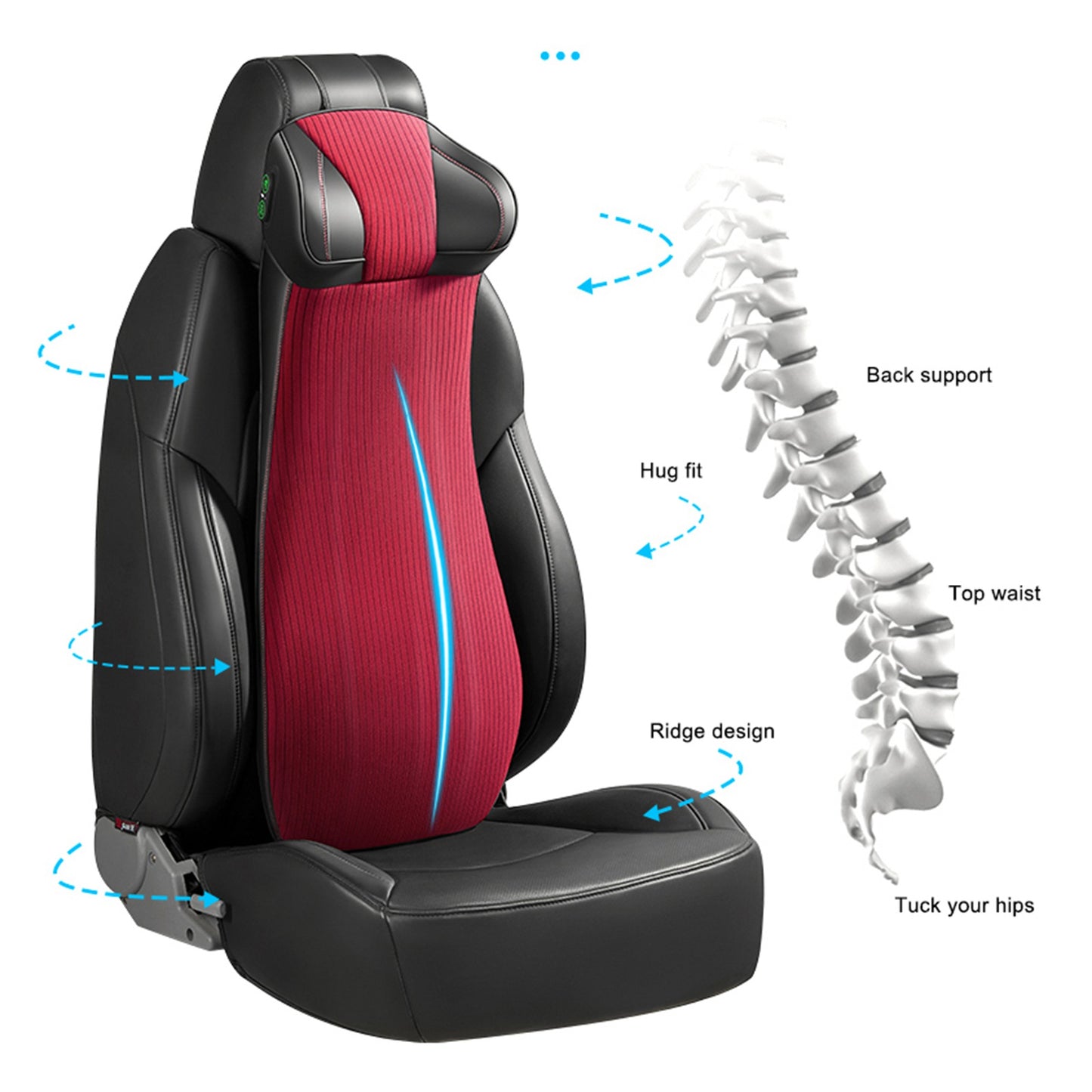 XIONGGUAN LT002 2-in-1 One-piece Memory Foam Car Lumbar Neck Support Cushion Electric Smart Massage Fatigue Relieve Vehicle Headrest Back Cushion