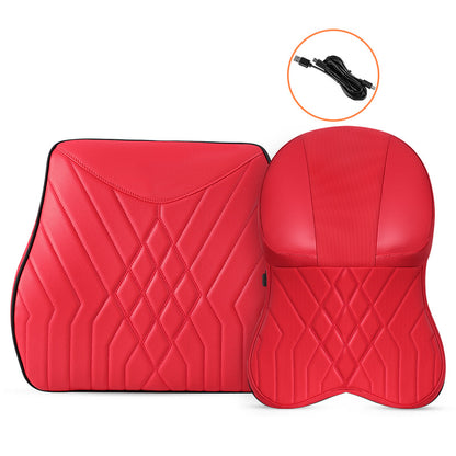 XIONGGUAN TK025AB Electric Massage Car Seat Lumbar Support Cushion + Headrest Pillow Fatigue Relieve Memory Foam Cushion