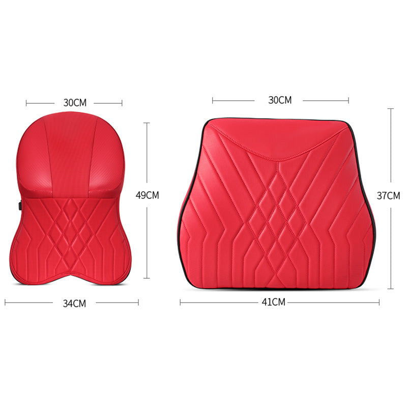 XIONGGUAN TK025AB Electric Massage Car Seat Lumbar Support Cushion + Headrest Pillow Fatigue Relieve Memory Foam Cushion