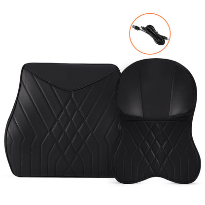 XIONGGUAN TK025AB Electric Massage Car Seat Lumbar Support Cushion + Headrest Pillow Fatigue Relieve Memory Foam Cushion