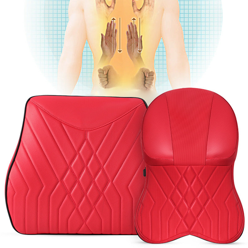 XIONGGUAN TK025AB Electric Massage Car Seat Lumbar Support Cushion + Headrest Pillow Fatigue Relieve Memory Foam Cushion