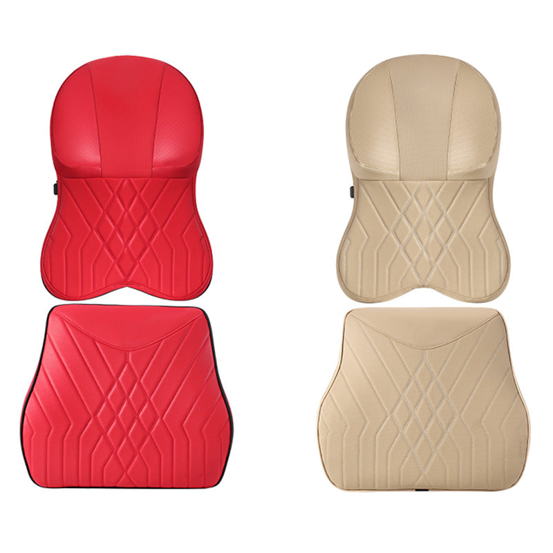 XIONGGUAN TK025AB Electric Massage Car Seat Lumbar Support Cushion + Headrest Pillow Fatigue Relieve Memory Foam Cushion