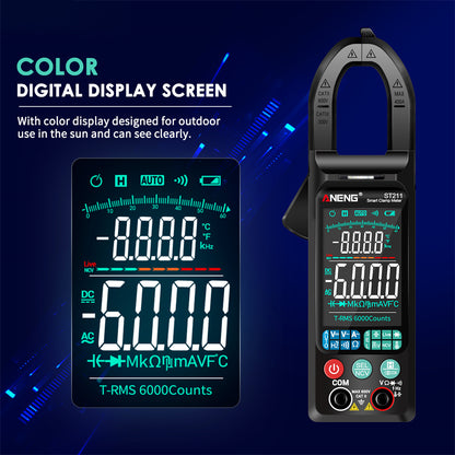 ANENG ST211 Big Color Screen Digital Clamp Meter Multimeter 6000 Counts AC DC Voltage Current Tester