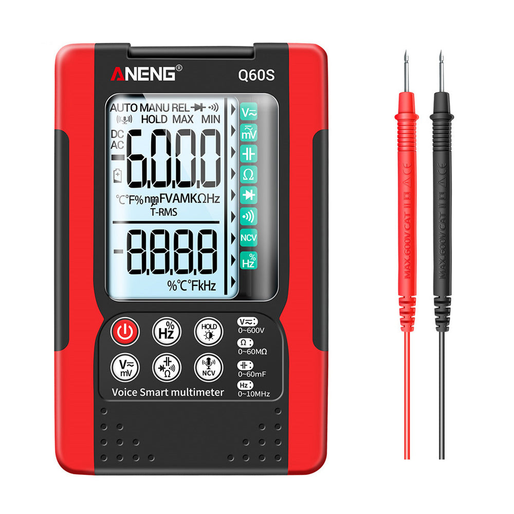 ANENG-Q60S Digital Multimeter True RMS 6000 Counts Smart AC/DC Voltage Tester AI Speech Recognition Transistor Tester