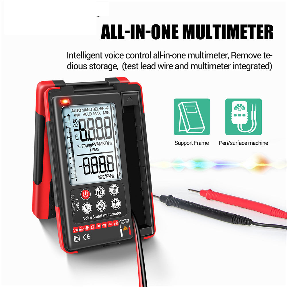 ANENG-Q60S Digital Multimeter True RMS 6000 Counts Smart AC/DC Voltage Tester AI Speech Recognition Transistor Tester