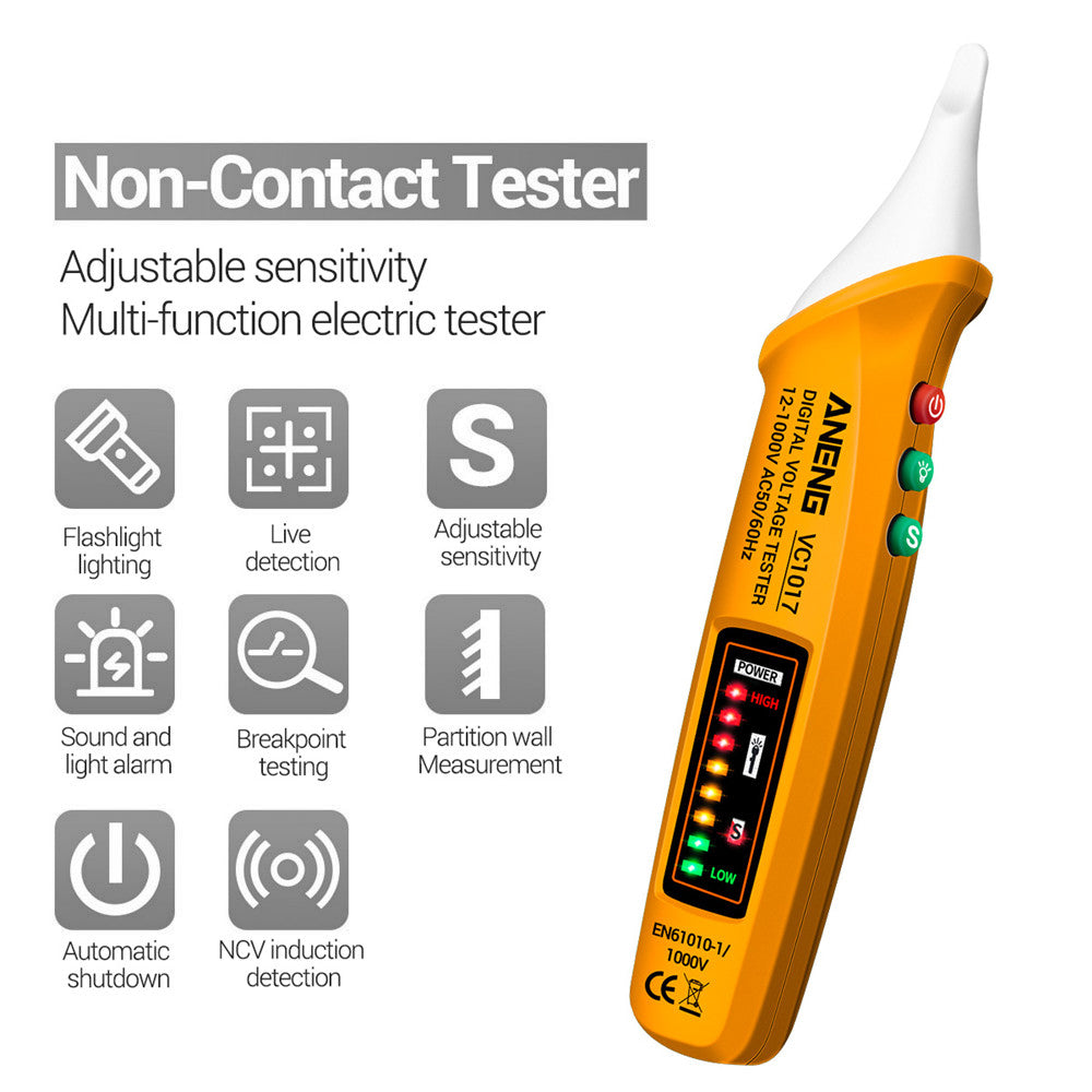 ANENG VC1017 12-1000V Non-contact Sound-light Tester Digital AC Voltage Meter Multimeter Pen