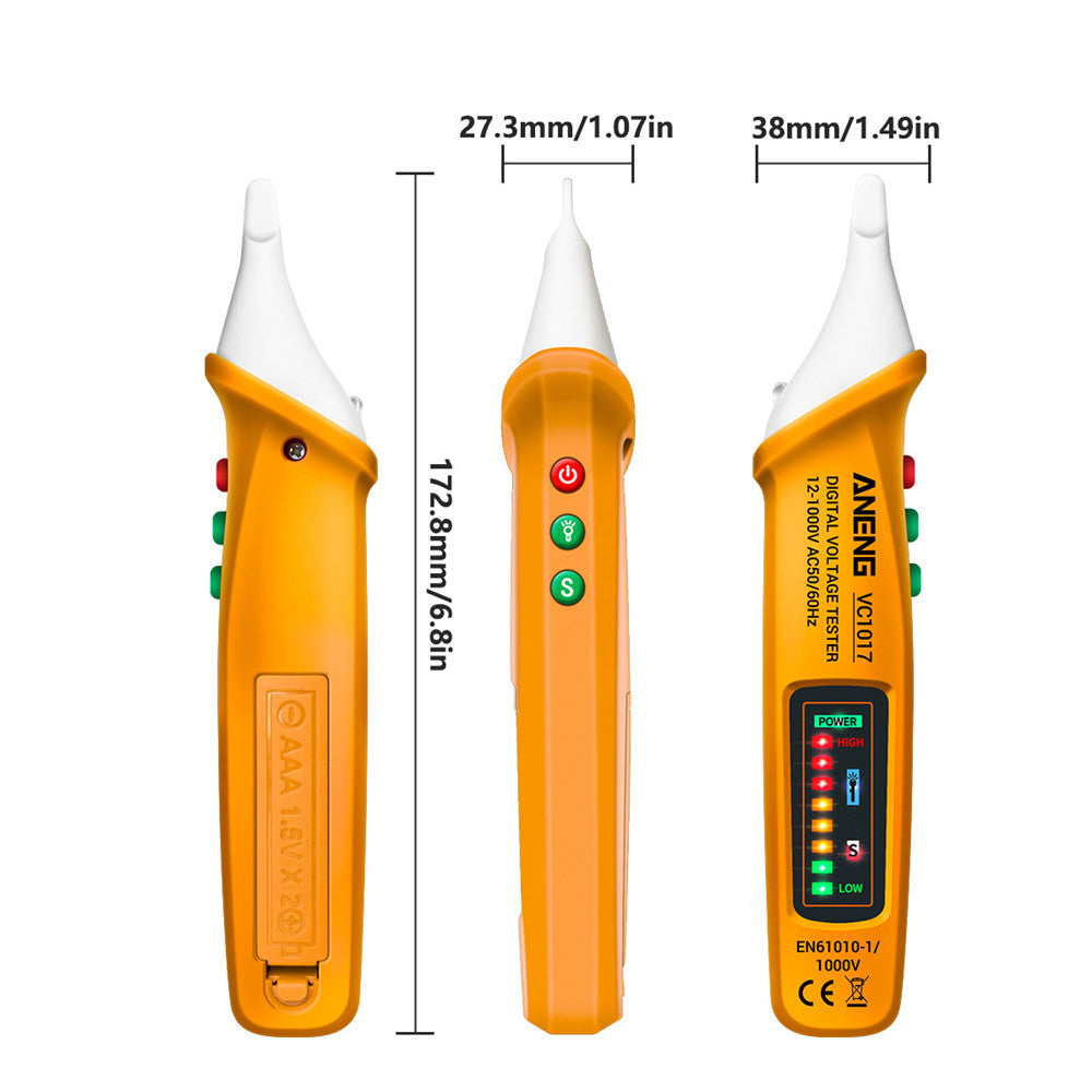 ANENG VC1017 12-1000V Non-contact Sound-light Tester Digital AC Voltage Meter Multimeter Pen