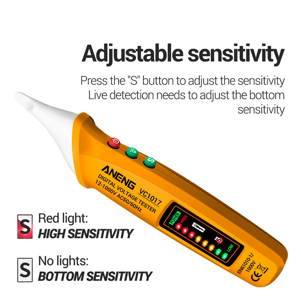 ANENG VC1017 12-1000V Non-contact Sound-light Tester Digital AC Voltage Meter Multimeter Pen