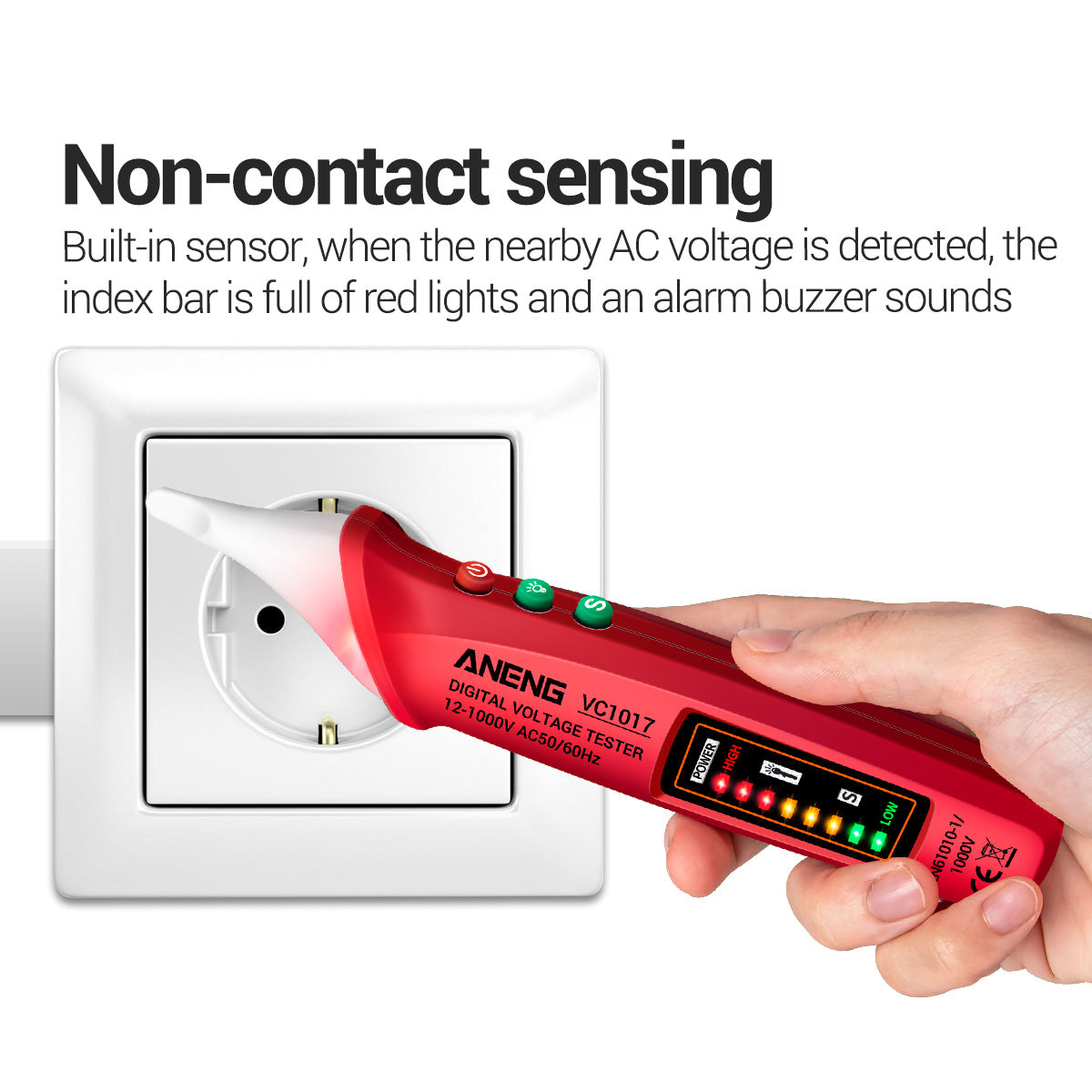 ANENG VC1017 12-1000V Non-contact Sound-light Tester Digital AC Voltage Meter Multimeter Pen