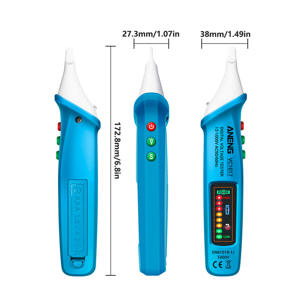 ANENG VC1017 12-1000V Non-contact Sound-light Tester Digital AC Voltage Meter Multimeter Pen