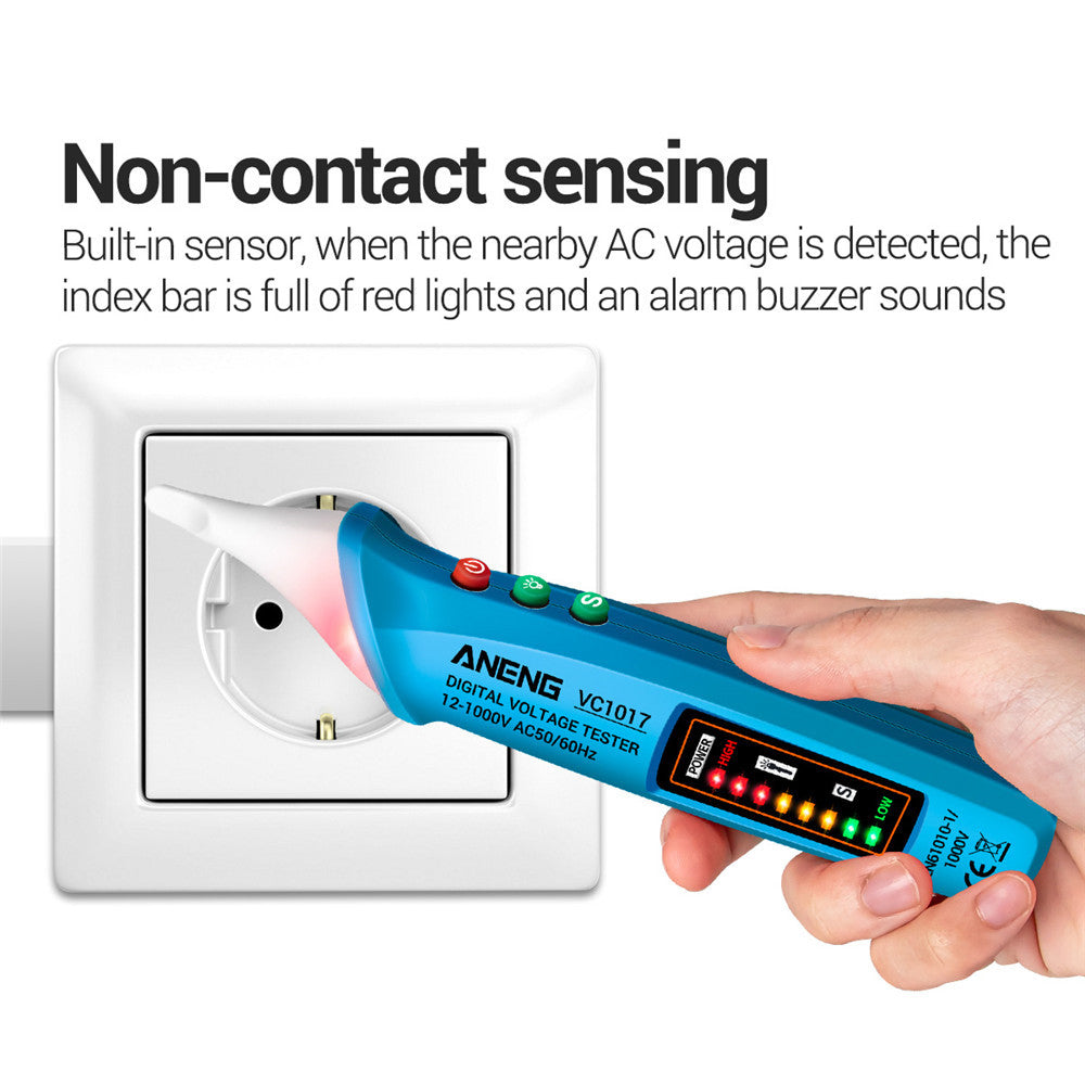 ANENG VC1017 12-1000V Non-contact Sound-light Tester Digital AC Voltage Meter Multimeter Pen