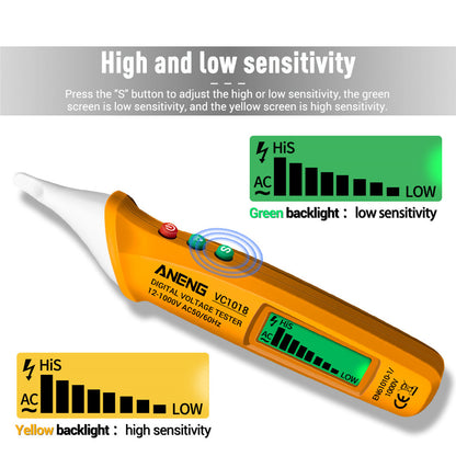 ANENG VC1018 12V-1000V Non-contact Electric Sensor Tester Pen Digital AC Voltage Meter Buzzer Detector with LCD Screen