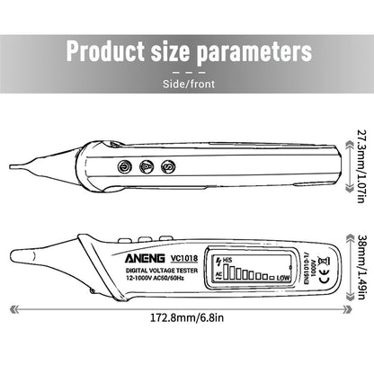 ANENG VC1018 12V-1000V Non-contact Electric Sensor Tester Pen Digital AC Voltage Meter Buzzer Detector with LCD Screen
