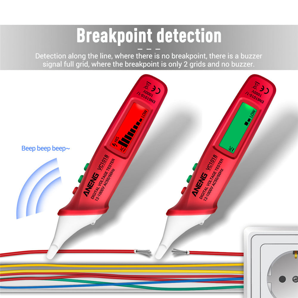 ANENG VC1018 12V-1000V Non-contact Electric Sensor Tester Pen Digital AC Voltage Meter Buzzer Detector with LCD Screen