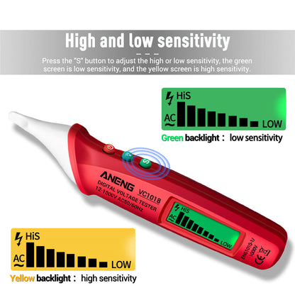 ANENG VC1018 12V-1000V Non-contact Electric Sensor Tester Pen Digital AC Voltage Meter Buzzer Detector with LCD Screen