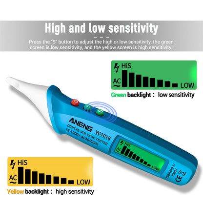 ANENG VC1018 12V-1000V Non-contact Electric Sensor Tester Pen Digital AC Voltage Meter Buzzer Detector with LCD Screen