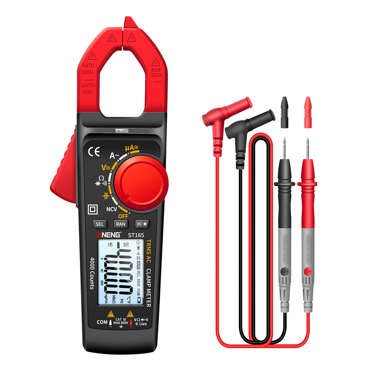 ANENG ST185 Clamp Digital Meter Multimeter 4000 Counts True RMS 200A Ammeter Voltage Tester