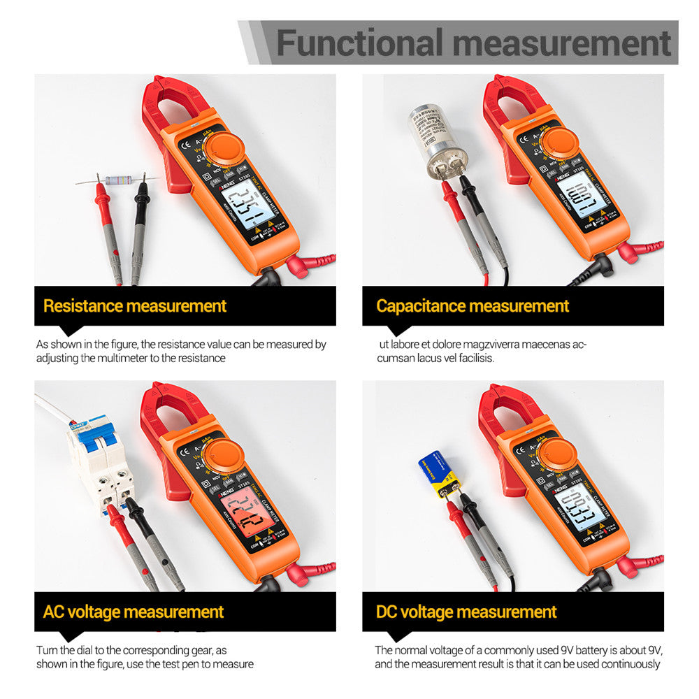 ANENG ST185 Clamp Digital Meter Multimeter 4000 Counts True RMS 200A Ammeter Voltage Tester