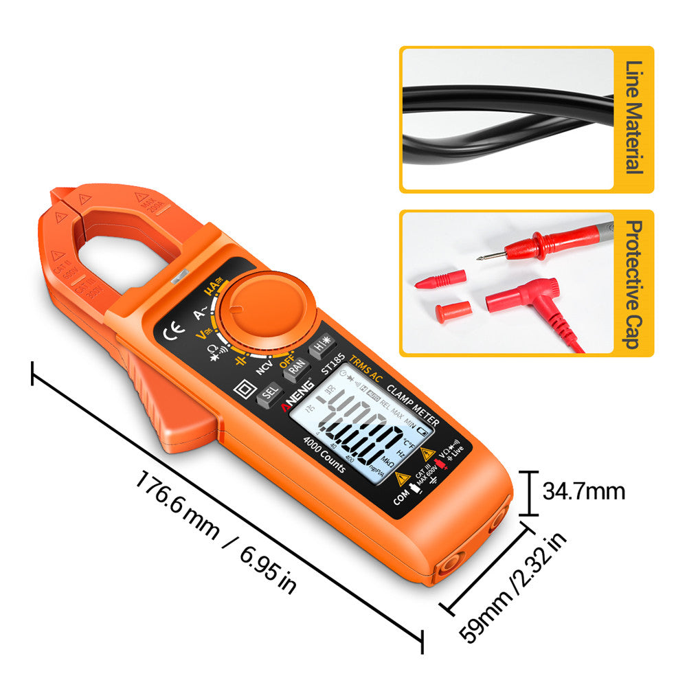 ANENG ST185 Clamp Digital Meter Multimeter 4000 Counts True RMS 200A Ammeter Voltage Tester