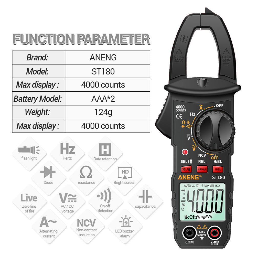 ANENG ST180 4000 Counts Digital Clamp Meter AC Current Multimeter Ammeter Voltage Tester