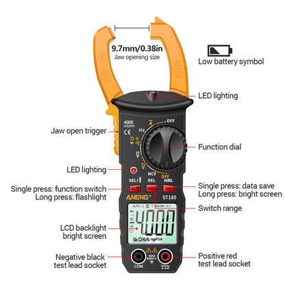 ANENG ST180 4000 Counts Digital Clamp Meter AC Current Multimeter Ammeter Voltage Tester