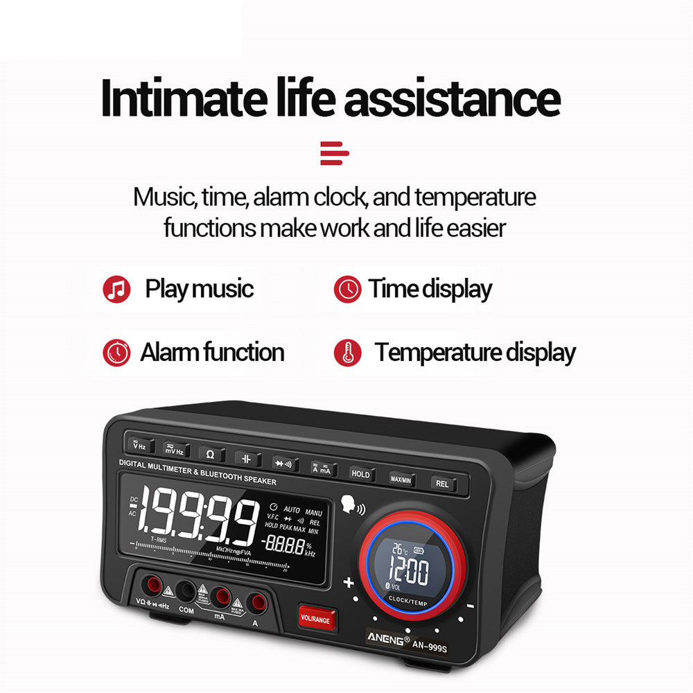 ANENG AN999S High-precision Desktop Bluetooth Speaker Digital Multimeter LCD Voltmeter Current Tester with 18-in-1 Test Line (No Battery)